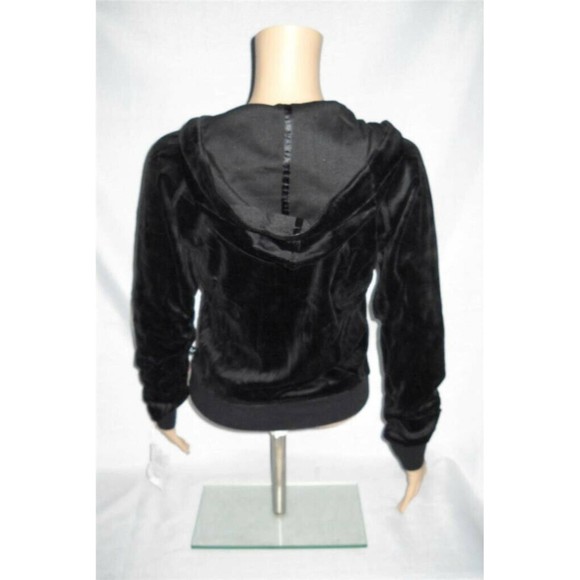 SELF ESTEEM Shirt Jacket Top Junior Sizes Black Velour Cropped Hooded NOS - Picture 5 of 8
